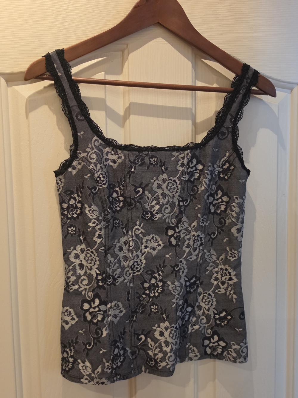 White House Black Market Lace-Print Camisole Tank Top